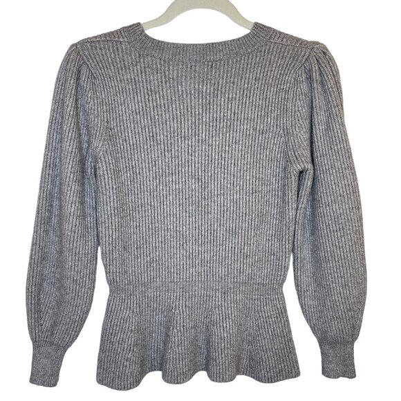 dRA Los Angeles Peplum Ribbed Puff Sleeve Sweater, M - Picture 3 of 9